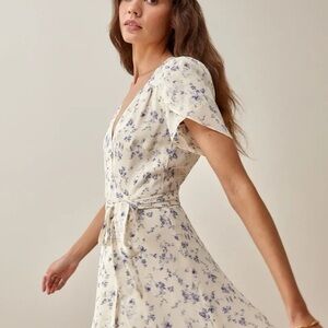 Reformation Floral Wrap Dress with Short Sleeves